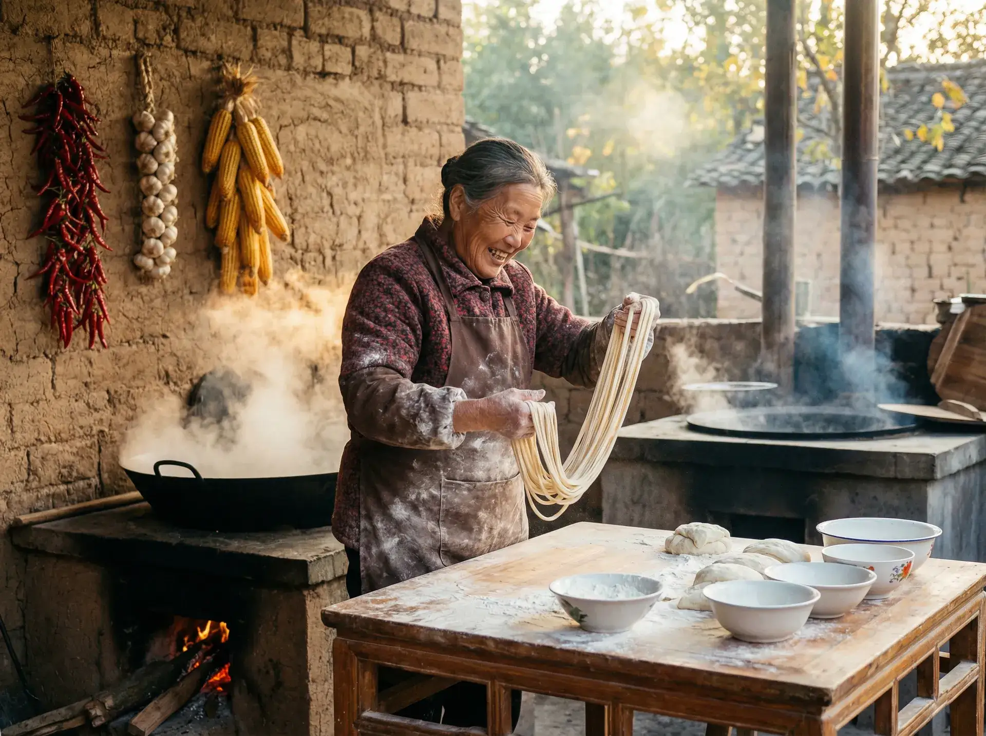 农家大嫂手擀面 - 腾讯入股小米 乡村美食